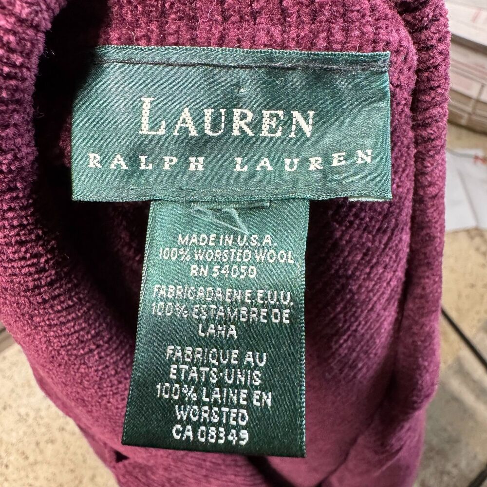VTG Lauren Ralph Lauren Worsted Wool Corduroy Double Breasted Blazer L/XL Crest - Picture 11 of 12